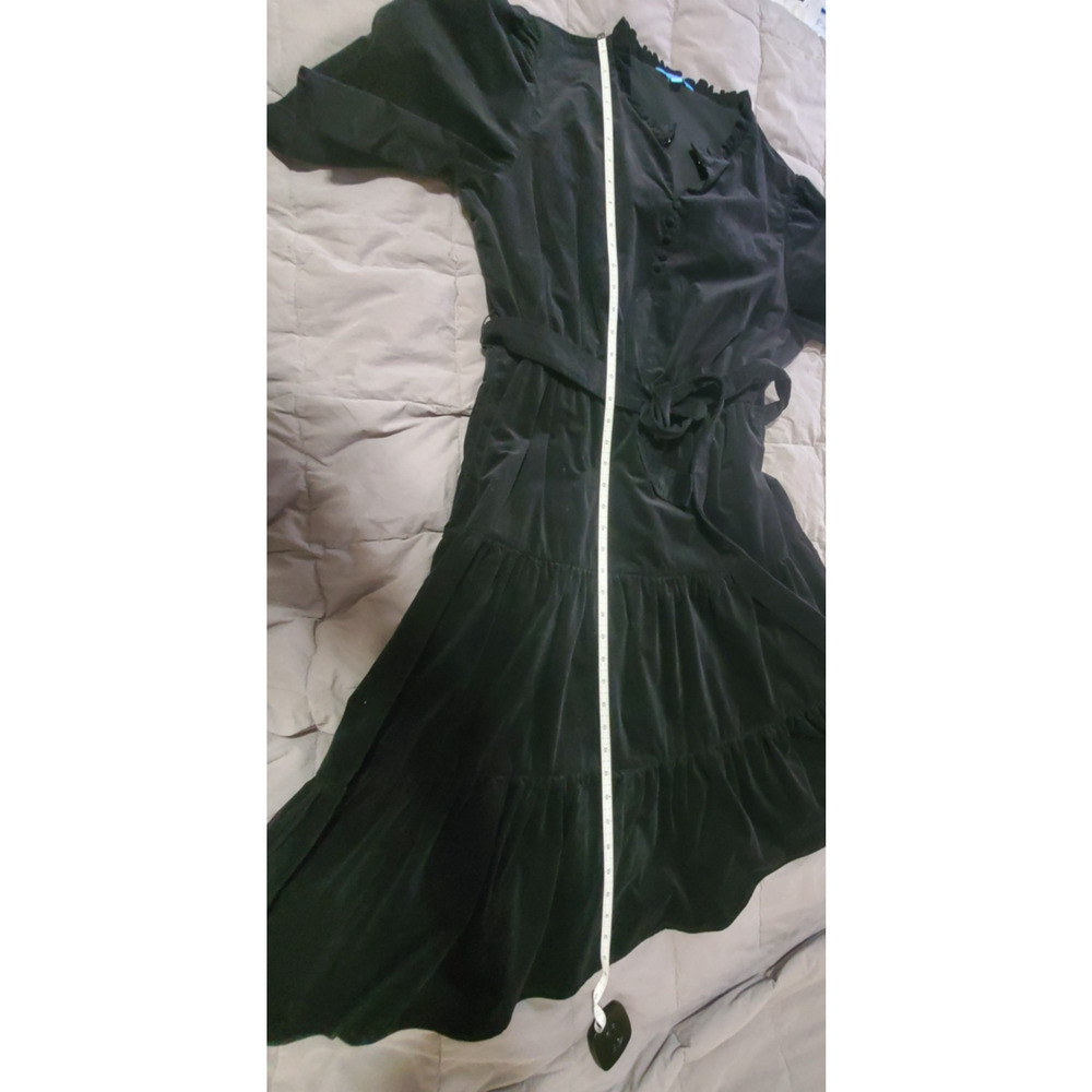 Draper James RSVP Women’s Black Velvet Dress Size Large L Tie Waist 97% Cotton - Picture 7 of 12